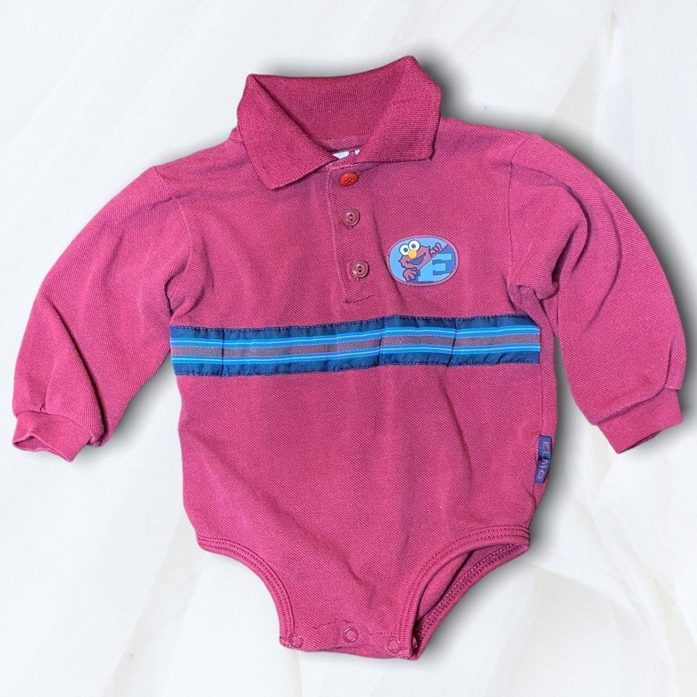 Vintage Elmo (18M) Sesame Street Red Long Sleeve Onesie